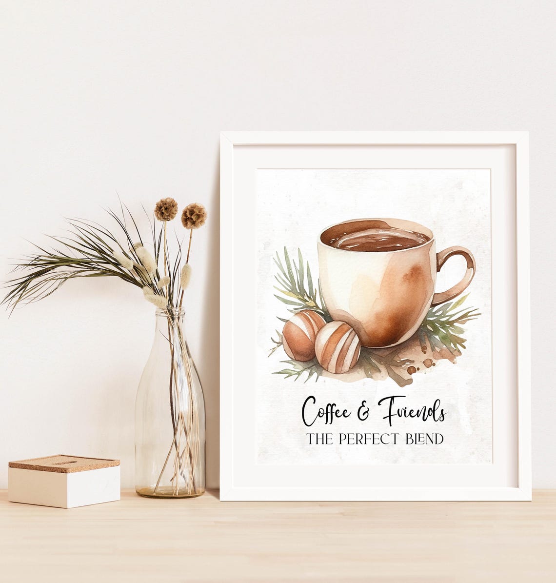 Coffee And Friends The Perfect Blend Watercolor Kitchen Poster - Image 3