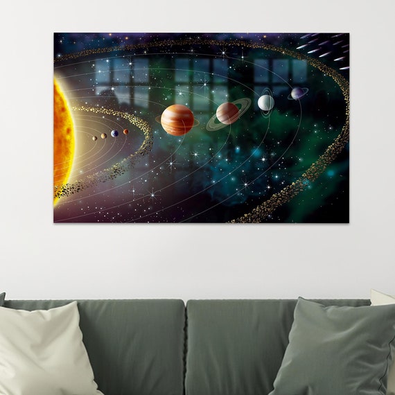 3d Canvas Planets Glass View Printing Room Decor Solar System Space Wall Art Bedroom