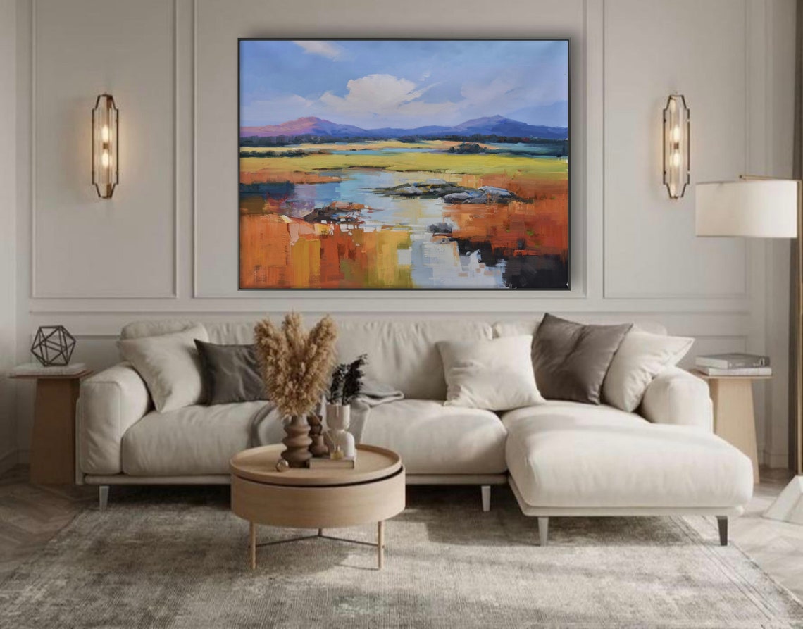 Abstract Wetland Reflections With Mountains Autumn Colors Poster - Image 4