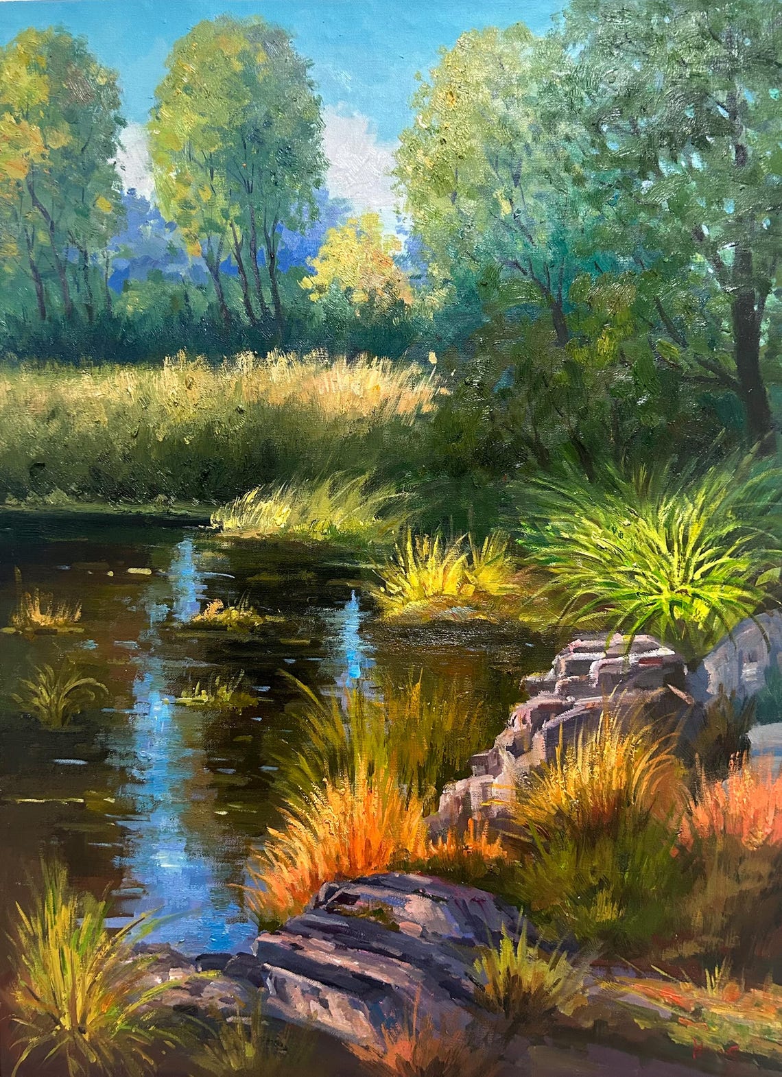 Landscape By The Pond In Autumn Oil Painting Art Oil Painting Landscape Wall Art Oil Painting Landscape On Home Decoration - Image 5