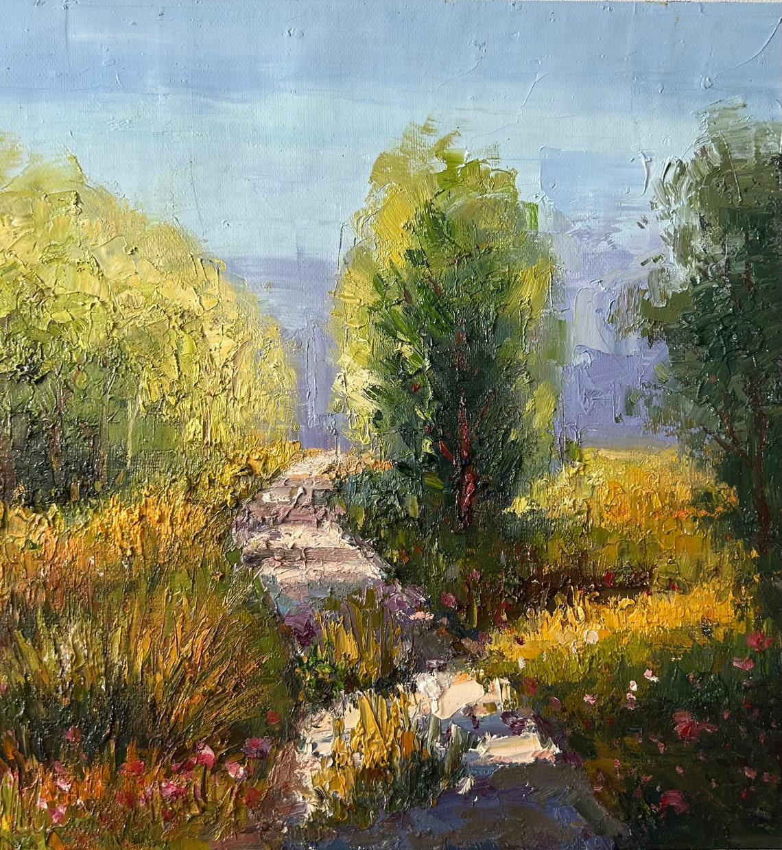 Summer Country Path Green Trees Wildflower Meadow Landscape Poster - Image 4