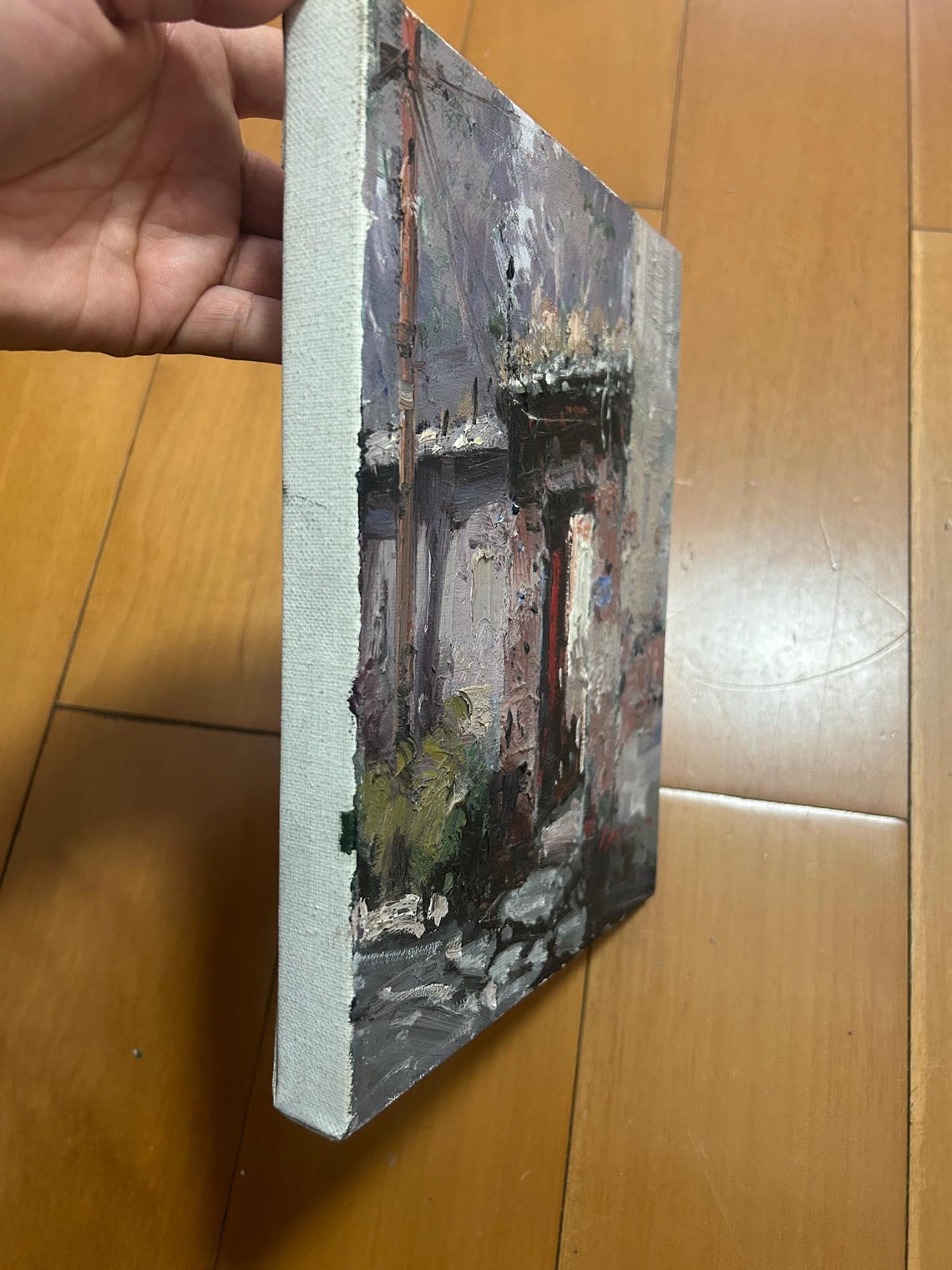 Original Oil Painting Art Old House Street Painting Wall Art Oil Painting Art Home Decoration Street Old House Painting - Image 3