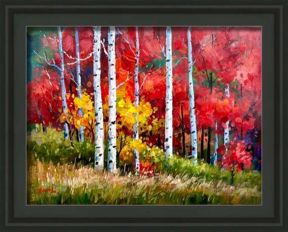 Original Oil Painting Landscape Home Decoration Wall Art Oil On Birch Forest Boho Wall Decor Home Decor