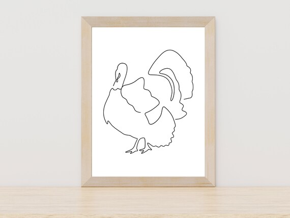 Thanksgiving Decor Turkey Line Art Print Thanksgiving Wall Art Turkey Line Artwork Turkey Art Thanksgiving Art Fall Decor Fall Prints