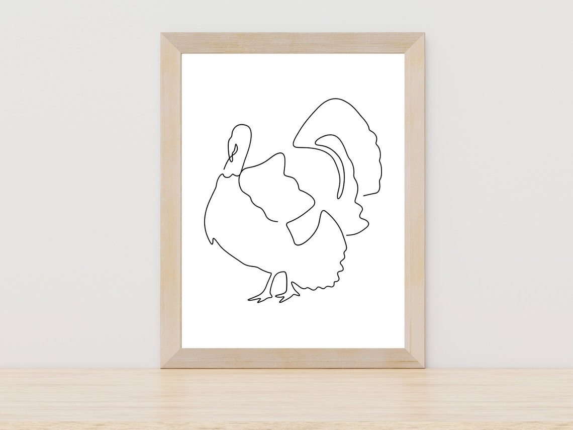 Minimalist Turkey Continuous Line Art Thanksgiving Wall Poster