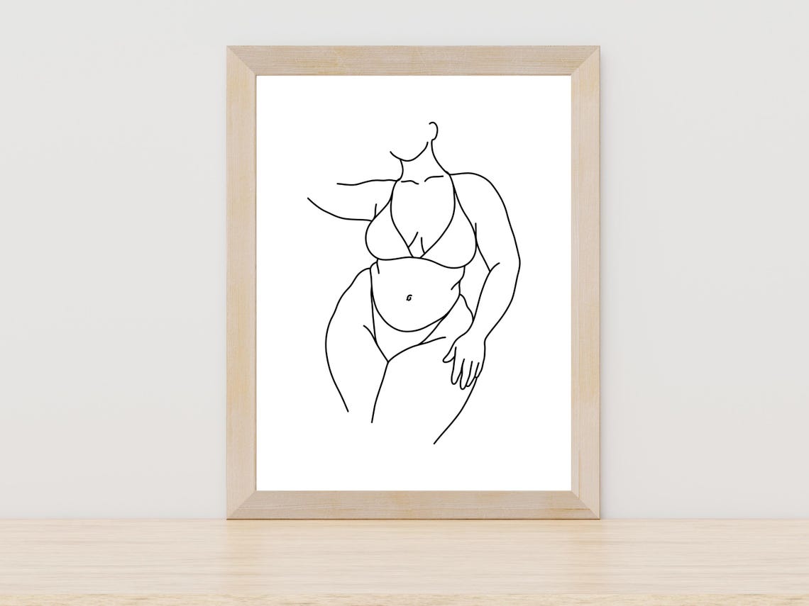 Curvy Woman Body Line Art Body Positive Feminine Decor Poster