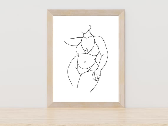 Curvy Woman Body Line Art Body Positive Feminine Decor Poster