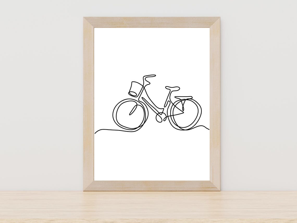 Bicycle One Line Art Cycling Bike Lover Minimal Decor Wall Art