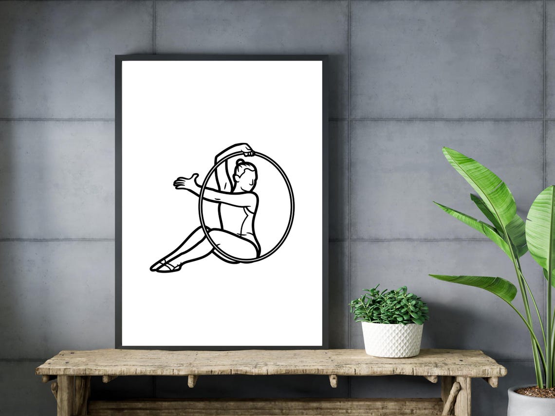 Hula Hoop Dancer One Line Art Fitness Fun Gym Decor Wall Art - Image 3
