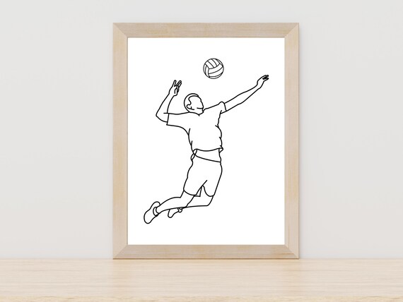 Man Playing Volleyball Line Art