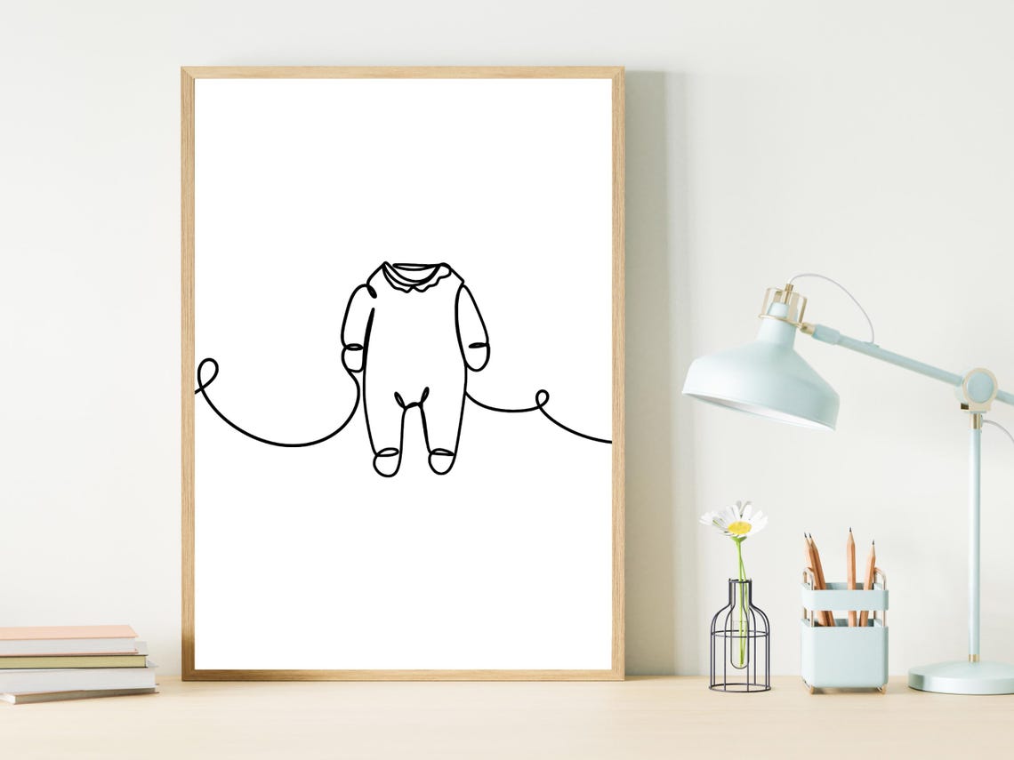 Baby Romper Onesie Single Line Art Nursery Newborn Decor Poster - Image 2