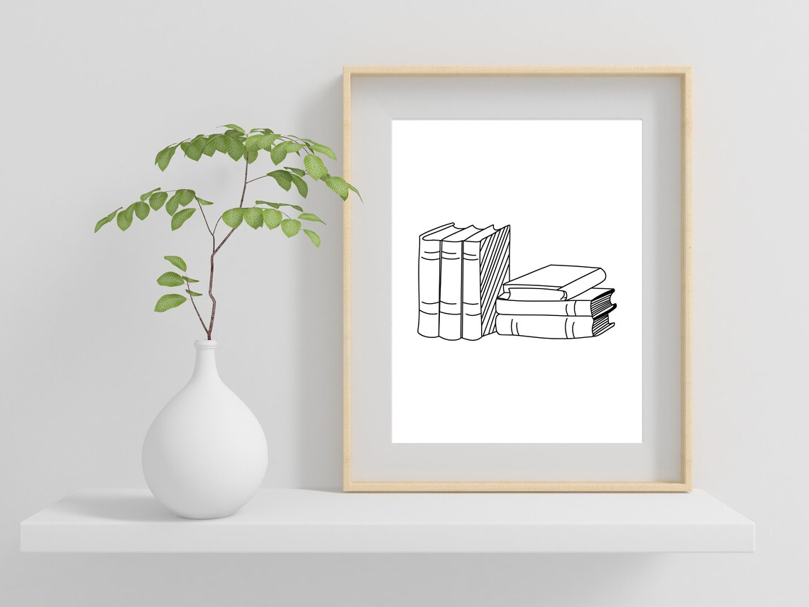 Minimalist Book Line Art Reading Art Print - Image 2