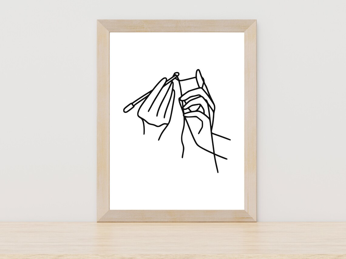 Crochet Line Art, Sewing Room Decor Art Print