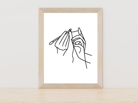Crochet Line Art, Sewing Room Decor Art Print