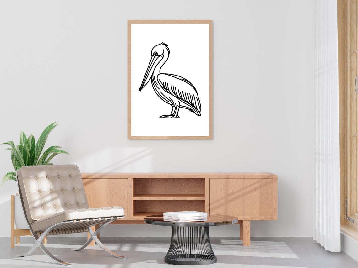 Minimalist Pelican Line Art Coastal Bird Sketch Drawing Poster - Image 4