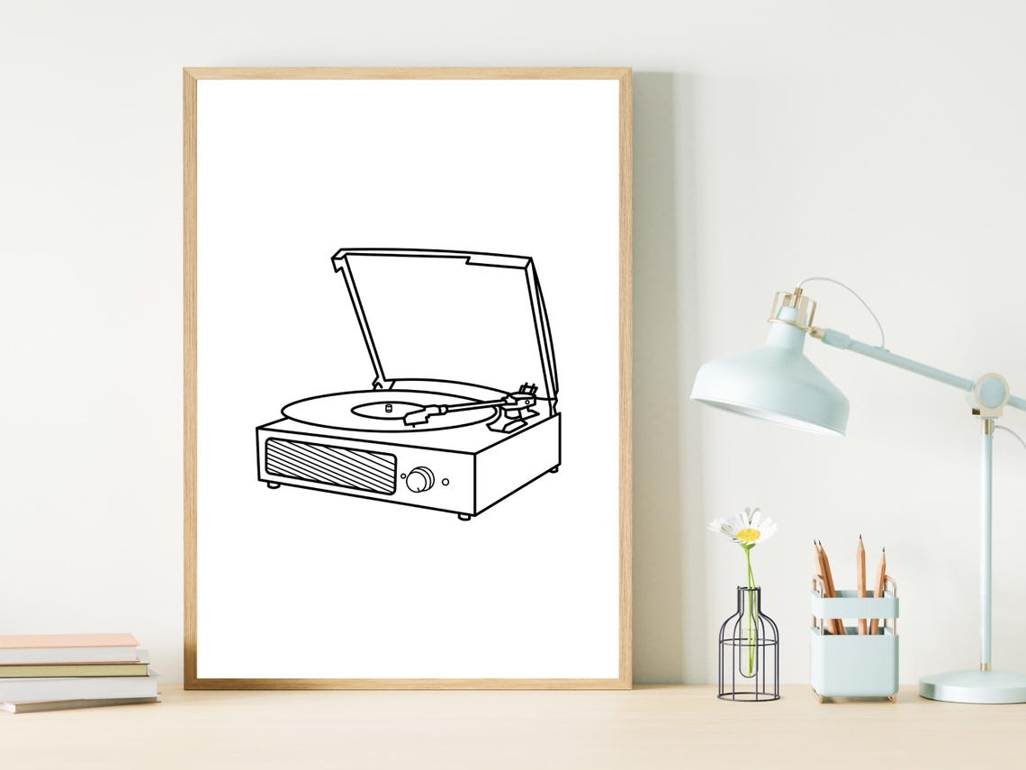 Record Player One Line Art Vinyl Music Lover Retro Decor Wall Art - Image 2