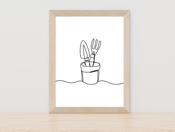 Gardening Line Art Print