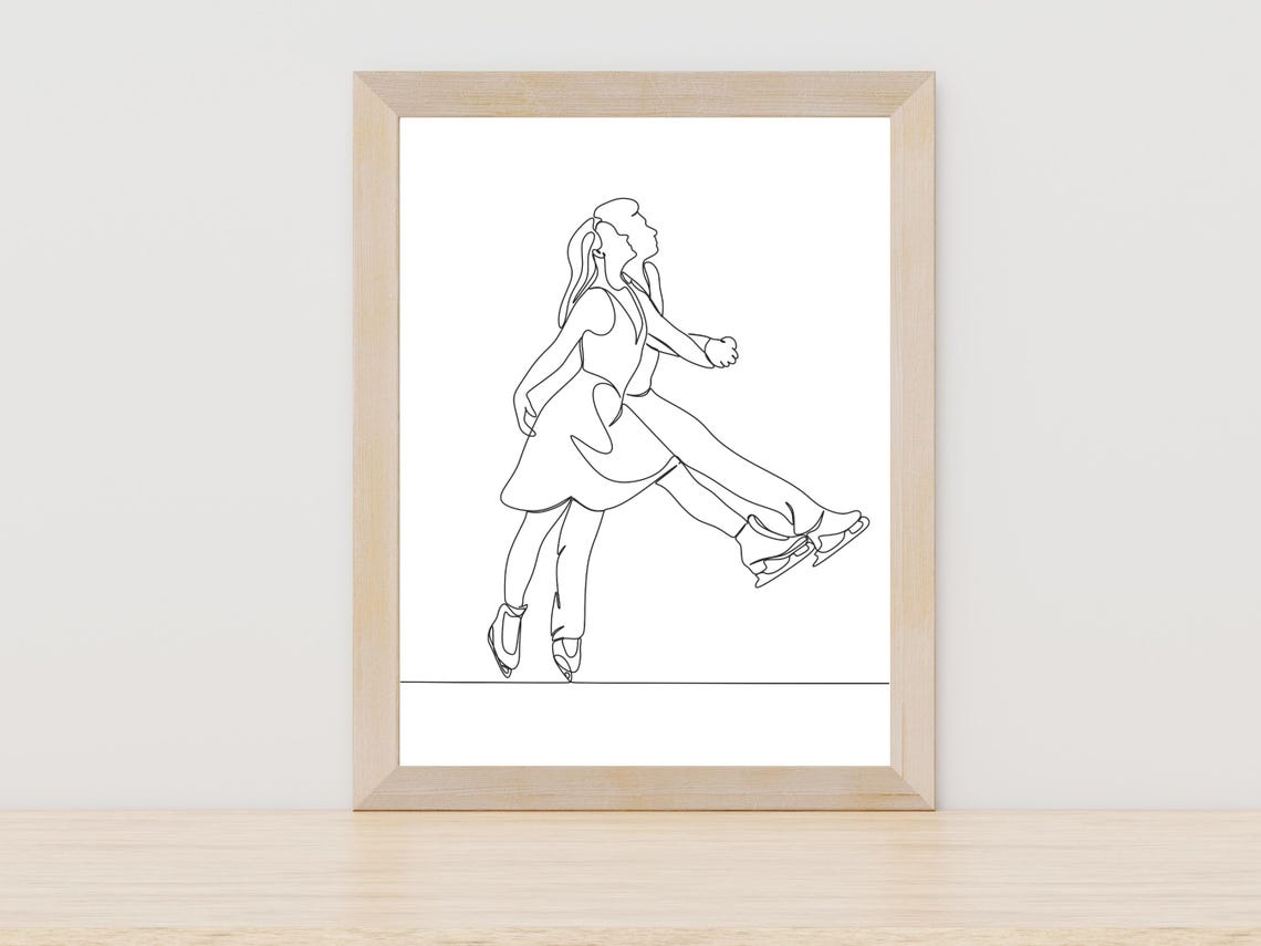 Pairs Figure Skating Lift In Motion Flowing Line Art Sport Poster