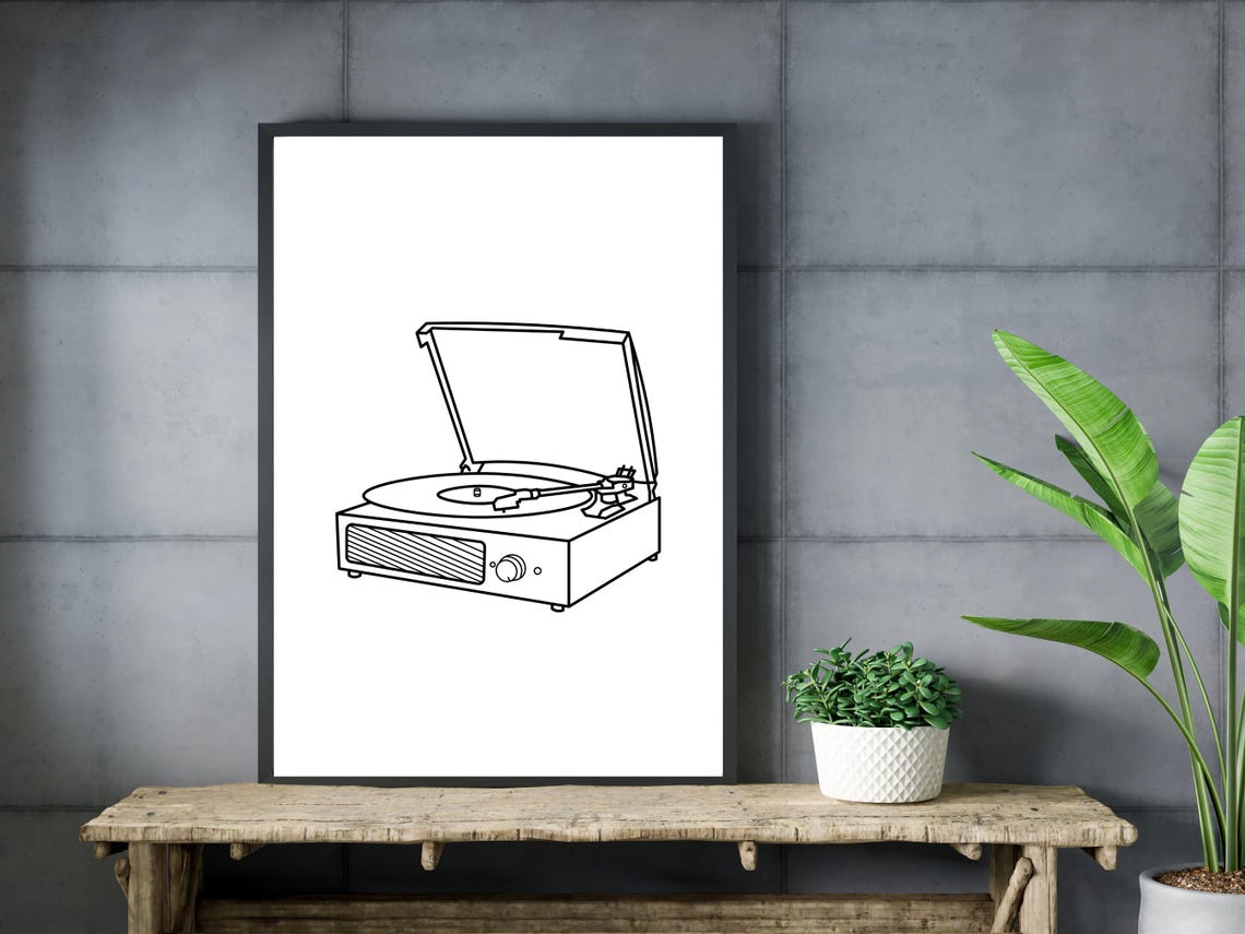 Record Player One Line Art Vinyl Music Lover Retro Decor Wall Art - Image 3