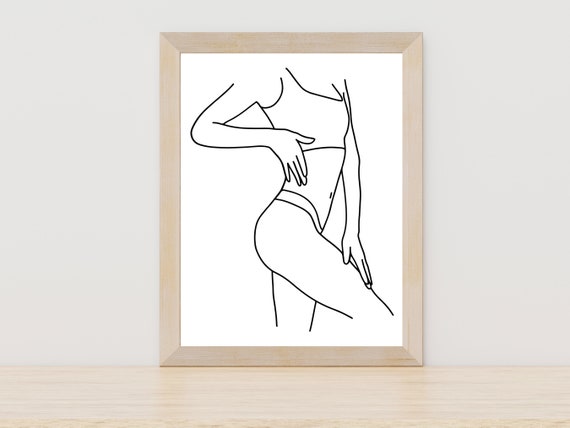 Line Drawing Woman Female Body Art Female Print Poster One Line Woman Body Art Body Line Art Continuous Line Art Feminist Wall Art