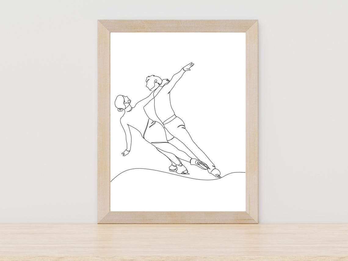 Pairs Figure Skating Spiral Lift Dynamic Minimalist Line Art Poster