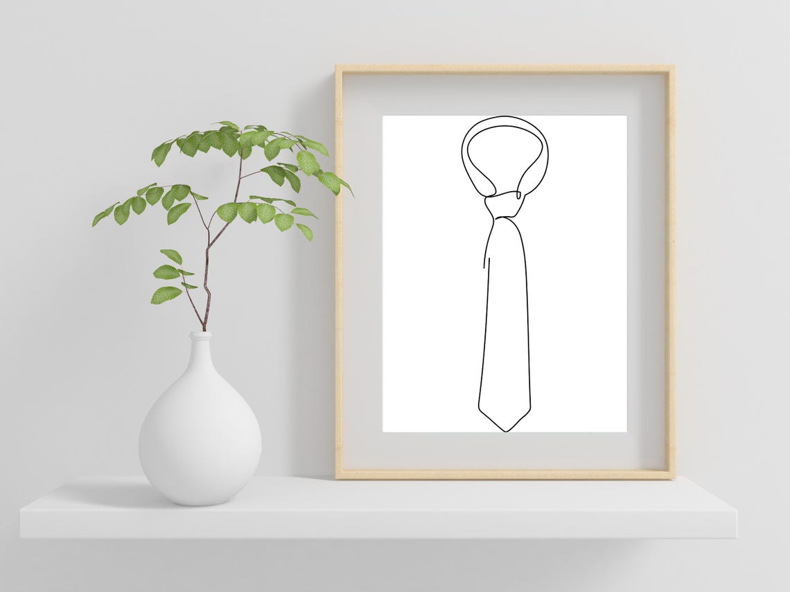 Necktie One Line Drawing Minimalist Tie Mens Fashion Wall Poster - Image 2