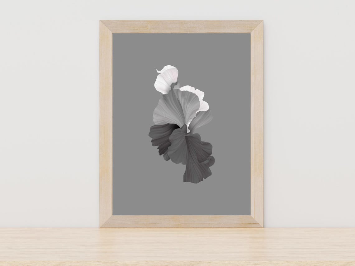 Abstract Grey Petal Shapes Modern Minimalist Neutral Wall Poster
