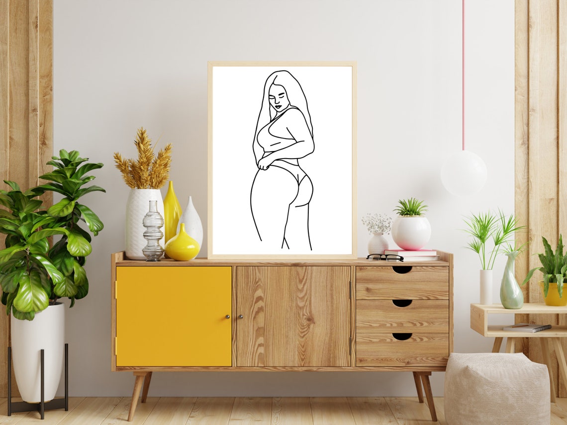 Body Positive Line Art Print Curvy Woman Body Art Minimal Female Body Art Woman Wall Art Naked Women Line Art Neutral Modern Wall Decor - Image 4