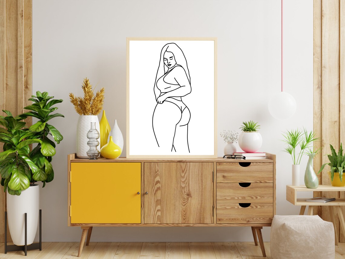 Plus Size Woman Serene Profile Line Art Feminine Body Positive Poster - Image 4