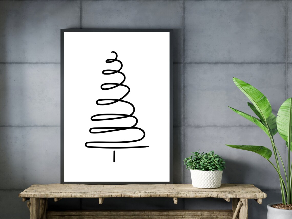 Christmas Tree Line Art Art Print, Minimalist Holiday - Image 3