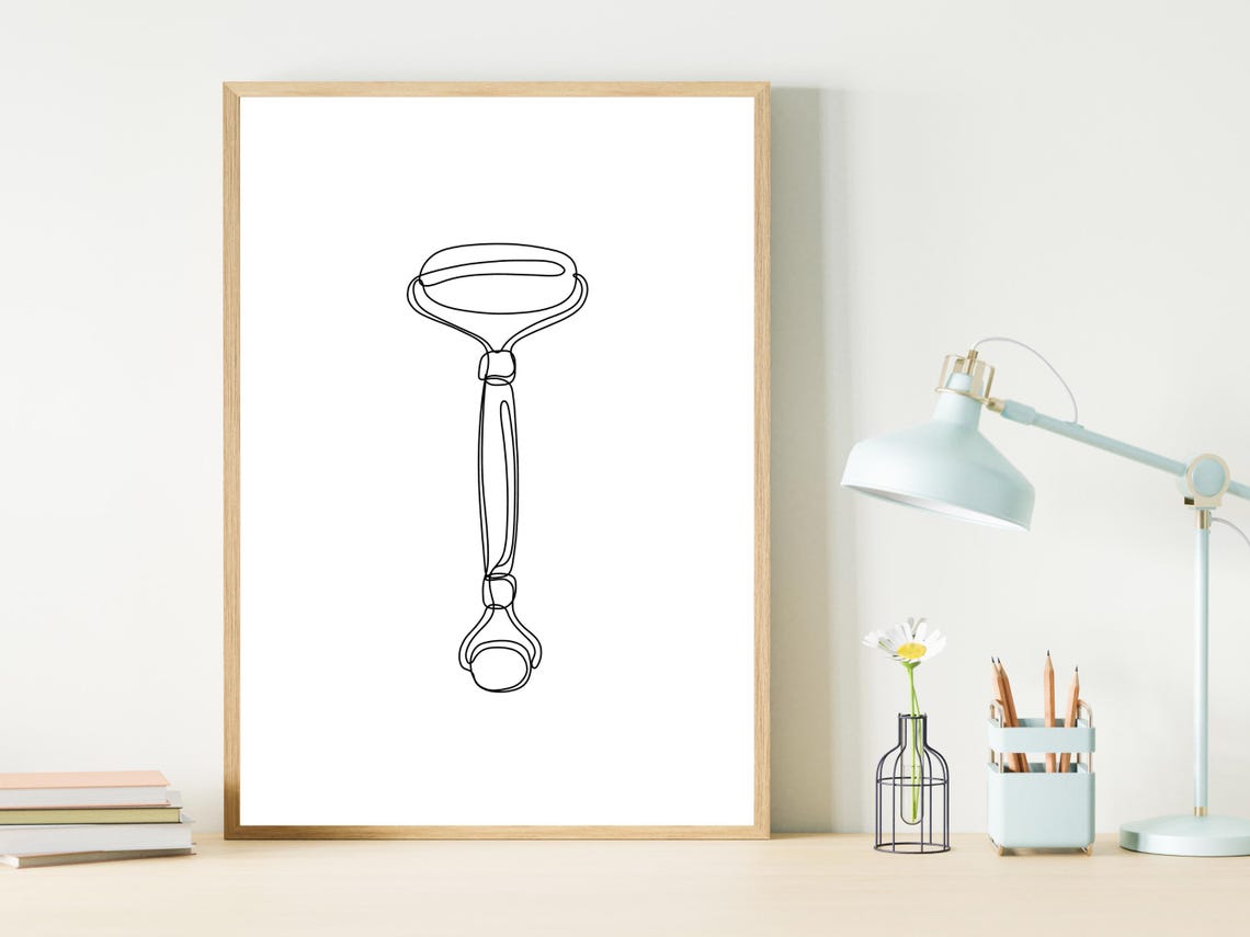 Jade Roller Face Massage Tool Line Art Beauty Skincare Decor Poster - Image 2