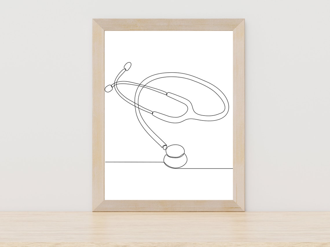 Stethoscope Single Line Art Poster Gift for Doctors and Nurses