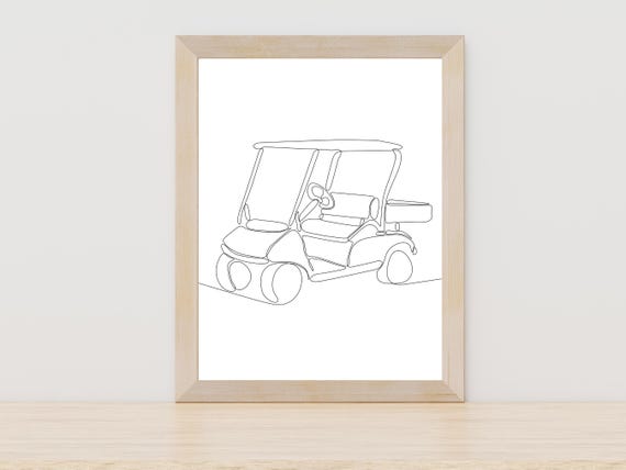 Golf Cart Line Art Golfing Line Art Golf Lover Gift Golfcart Wall Art Gift For Golf Lover Golf Wall Decor Miminalist Golfing Line Art