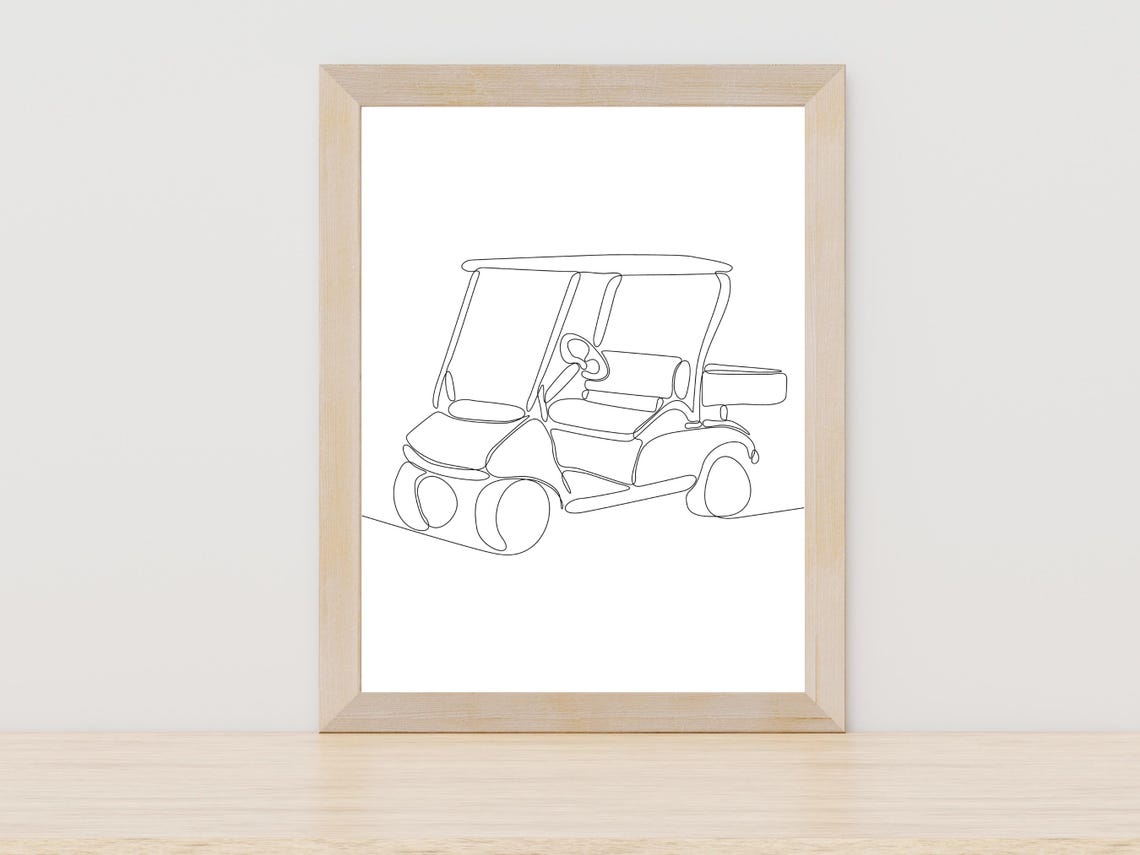 Minimalist Golf Cart Single Line Drawing Poster for Golf Lovers