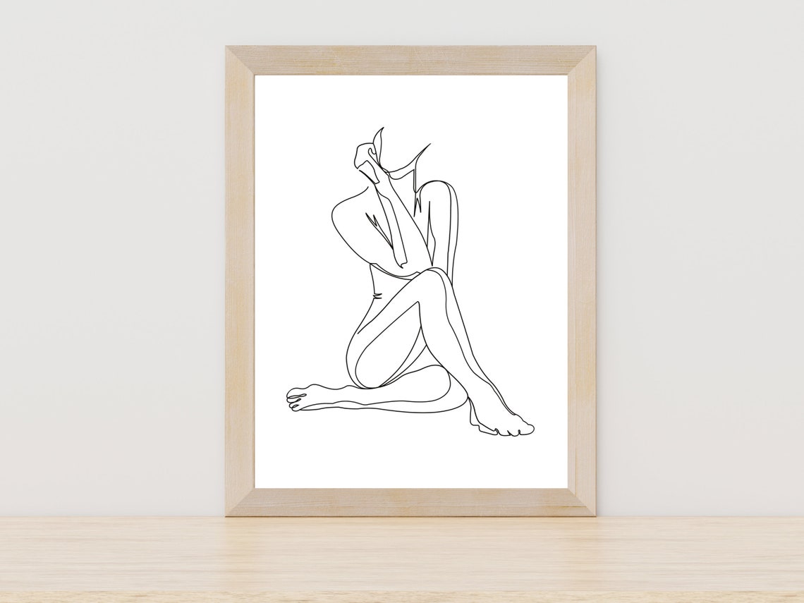 Naked Woman Body Line Drawing Art Print Lady Female Abstract Continuous Line Art Wimple Modern Female Wall Art Woman Line Art Wall Decor Art