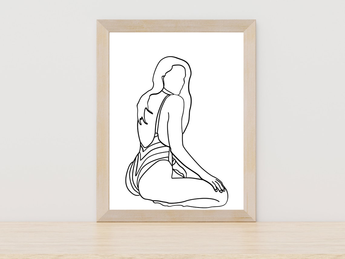 Woman Swimsuit Art Print Female Figure Line Art Woman Body Line Art Print Minimal Woman Art Abstract Female Body Art Female Body Art