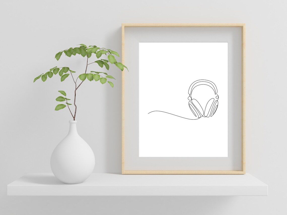 Over Ear Headphones Line Art Minimalist Music Lover Gift Poster - Image 2