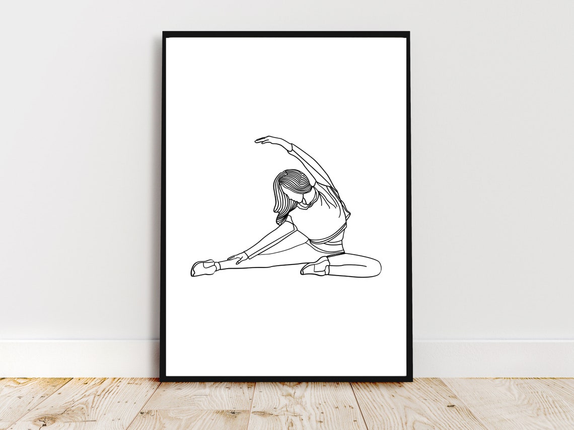 Woman Stretching Yoga Pose One Line Drawing Fitness Practice Poster - Image 4