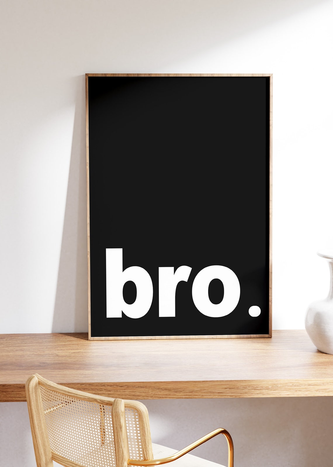 Bro Bold White Typography on Black Minimalist Brother Gift Poster - Image 2