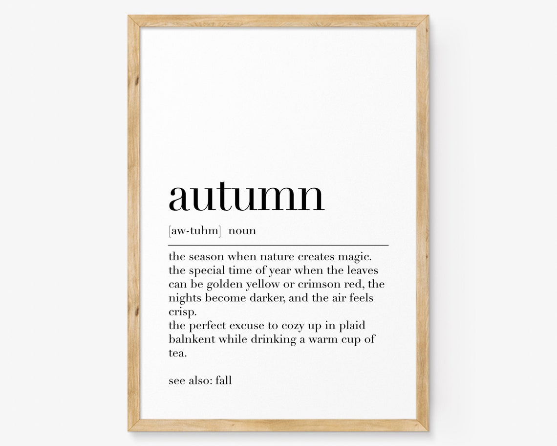 Autumn Dictionary Definition Cozy Fall Season Typography Poster