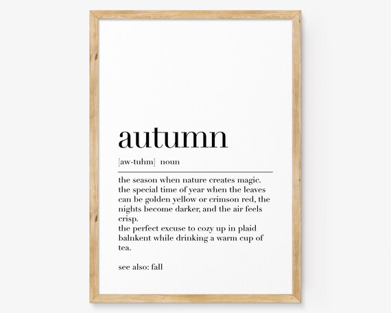 Autumn Dictionary Definition Cozy Fall Season Typography Poster