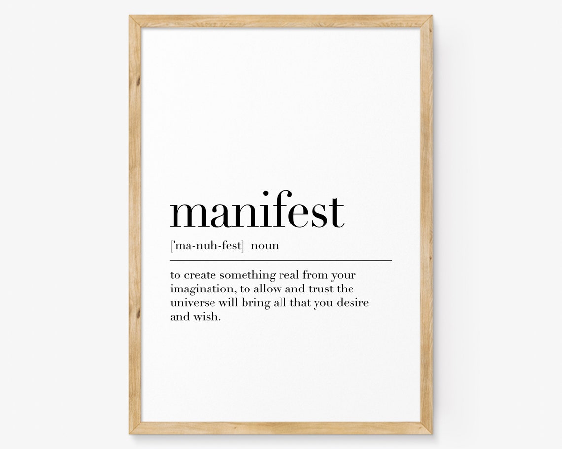 Manifest Dictionary Definition Inspirational Manifestation Poster