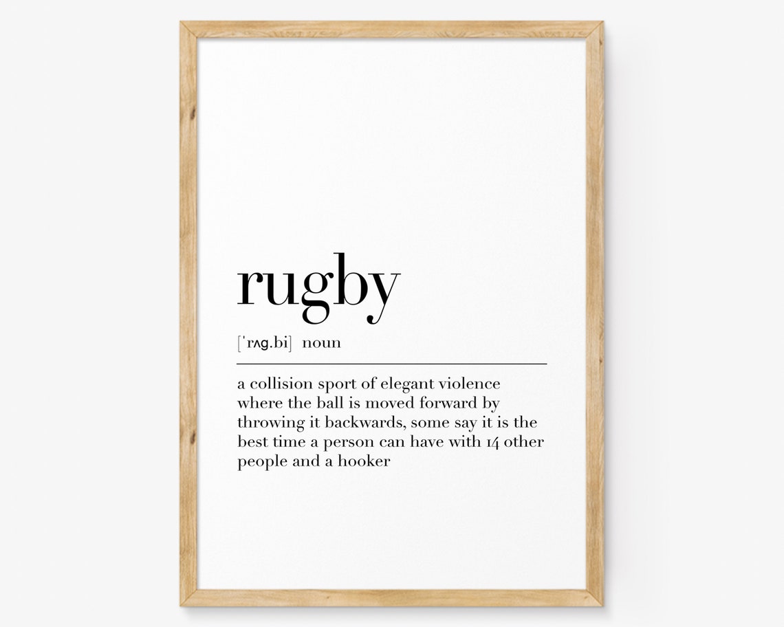 Rugby Funny Dictionary Definition Collision Team Sport Poster