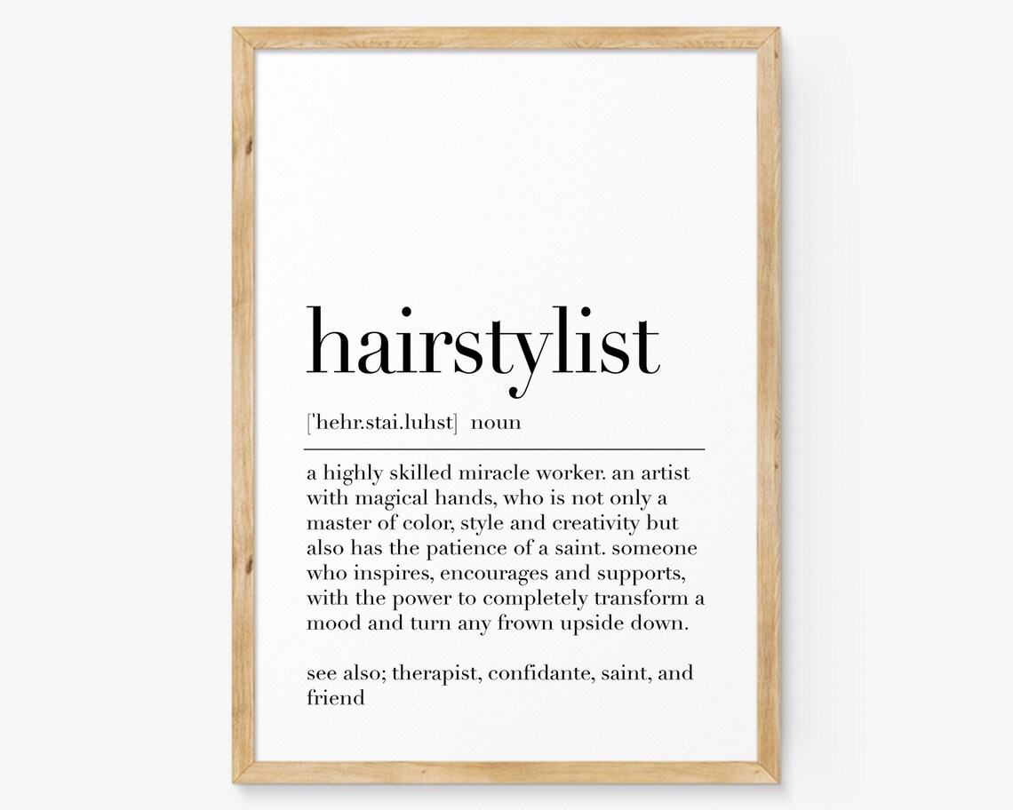 Hairstylist Definition Poster Appreciation Gift for Salon Wall Decor