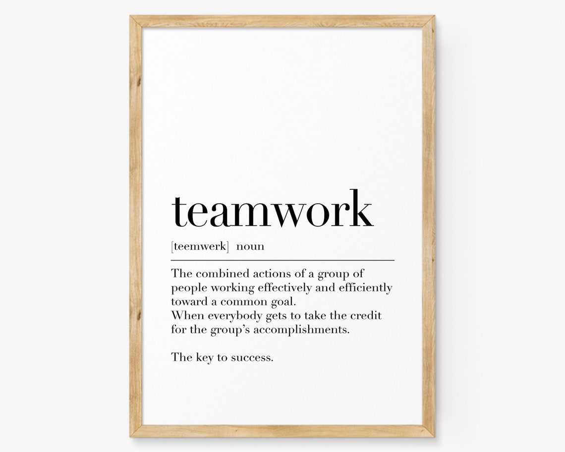 Teamwork Definition Office Key To Success Dictionary Quote Poster