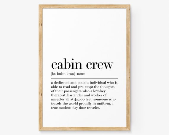 Cabin Crew Definition Poster Cabin Crew Cabin Crew Quote Print Gift For Cabin Crew Cabin Crew Gifts Dictionary Poster