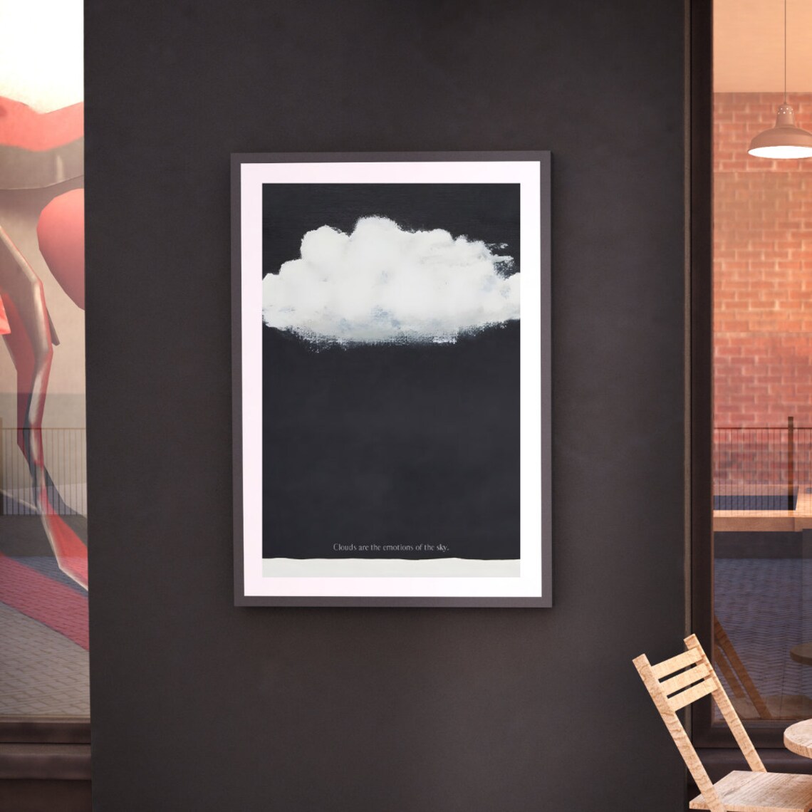 Blue Cloud Painting, Surreal Abstract Decor - Image 3