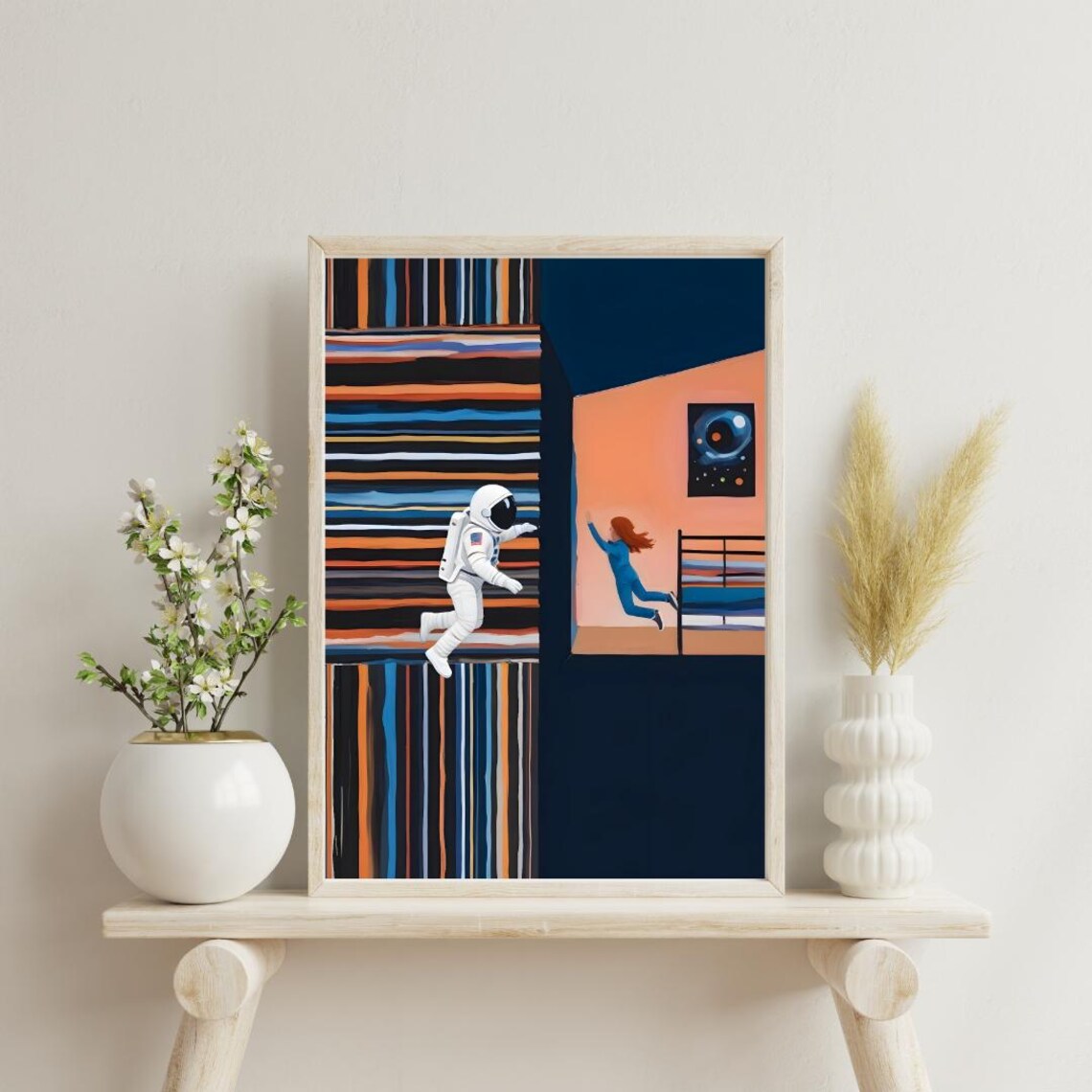 Astronaut Bookshelf, Modern Space Themed Art Print - Image 5