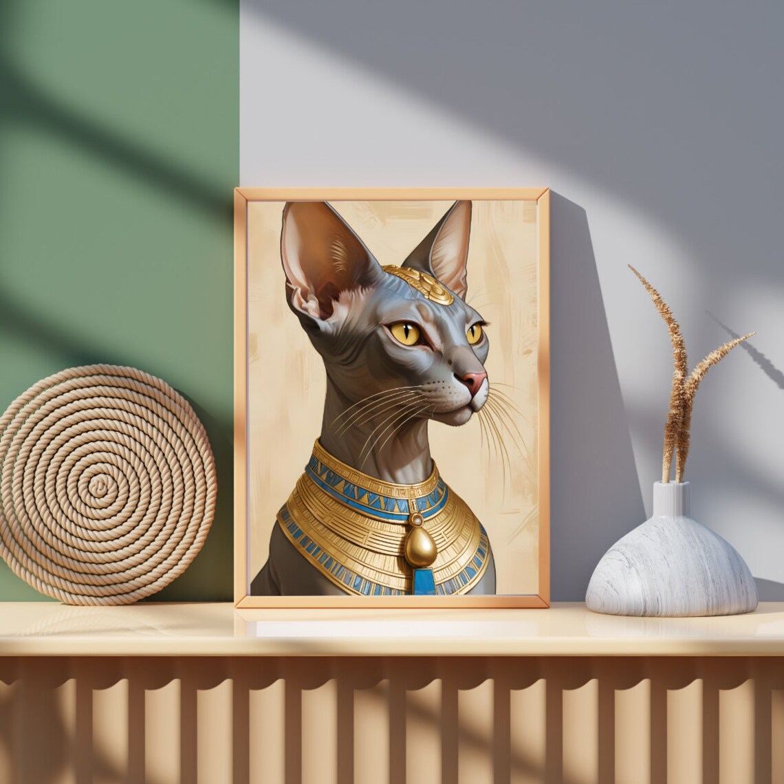 Egyptian Bastet Cat, Minimalist Art Print - Image 3