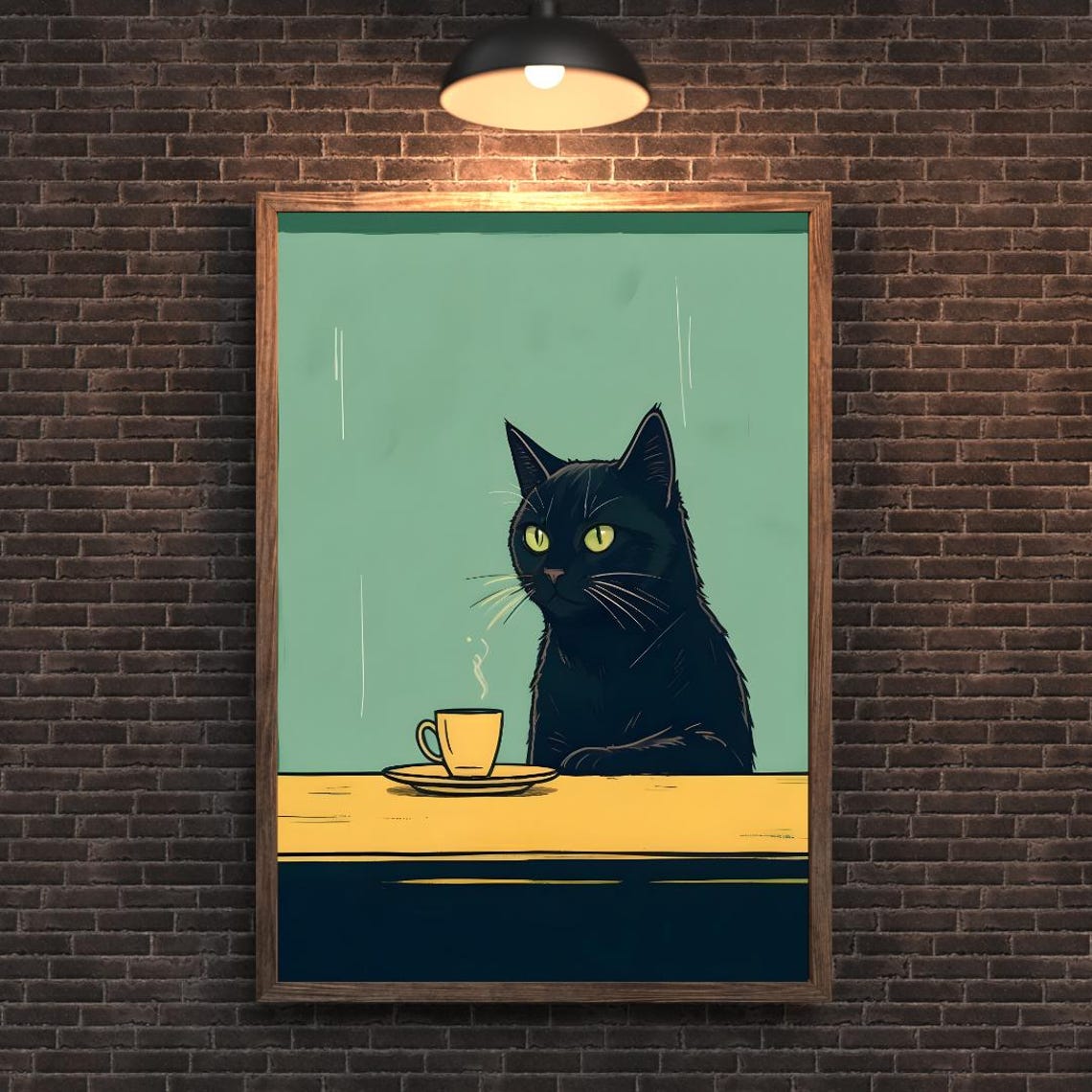 Cat With Coffee - Modern Retro Poster Print - Image 4